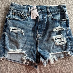 American Eagle Curvey Distressed Denim Blue Women's Shorts